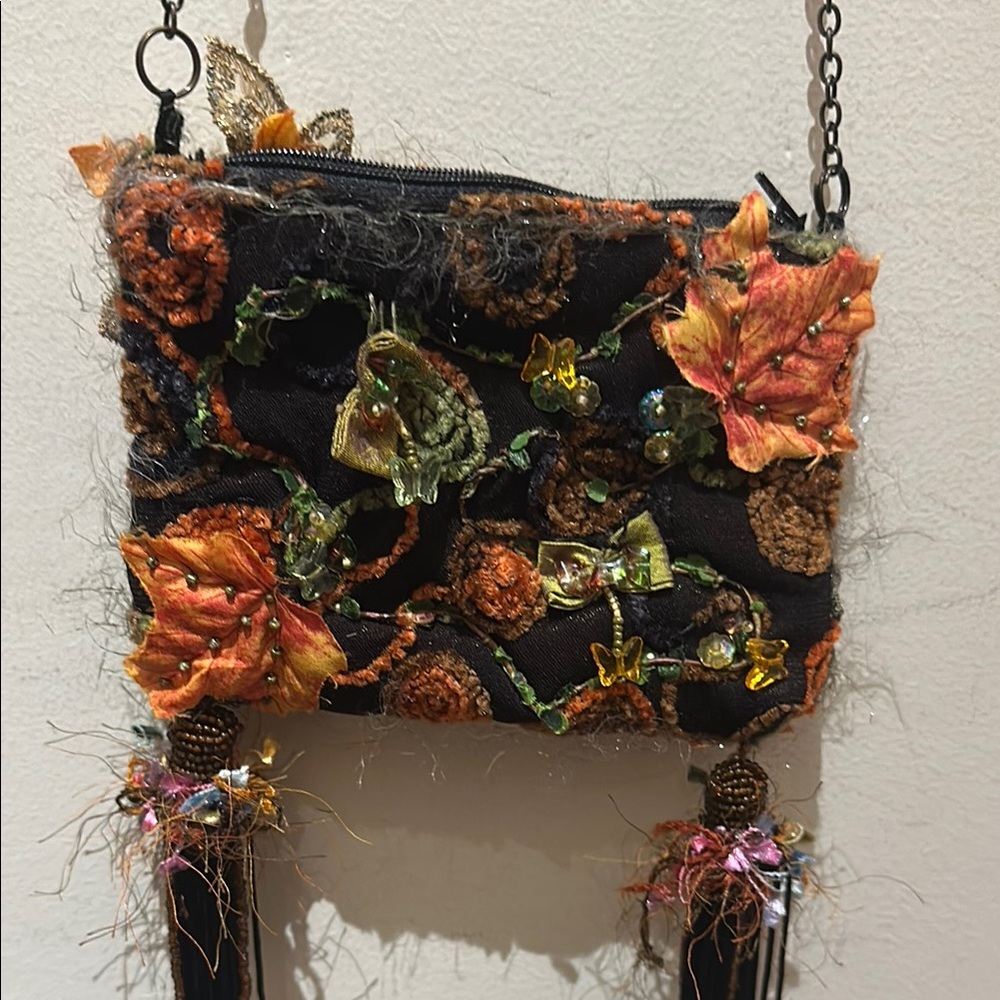 Orange and Brown Textured Crossbody Bag